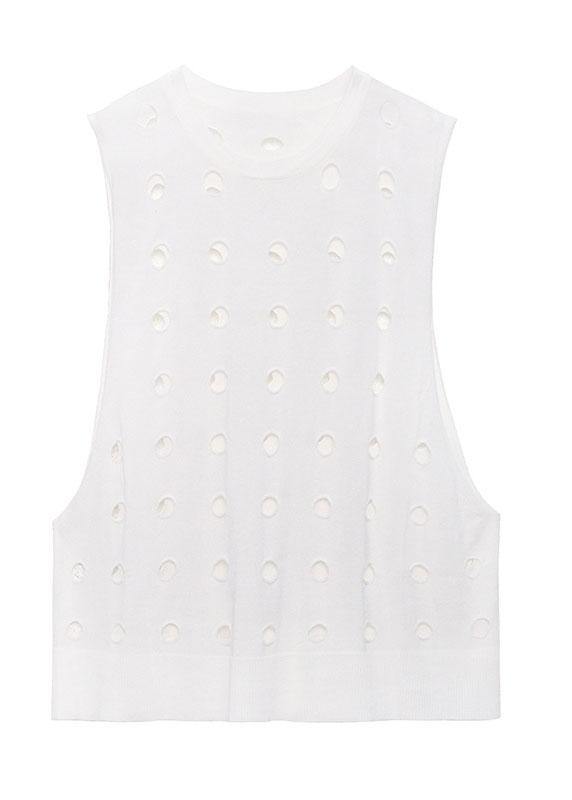 Vintage Black O Neck Hole Beach Cotton Vest